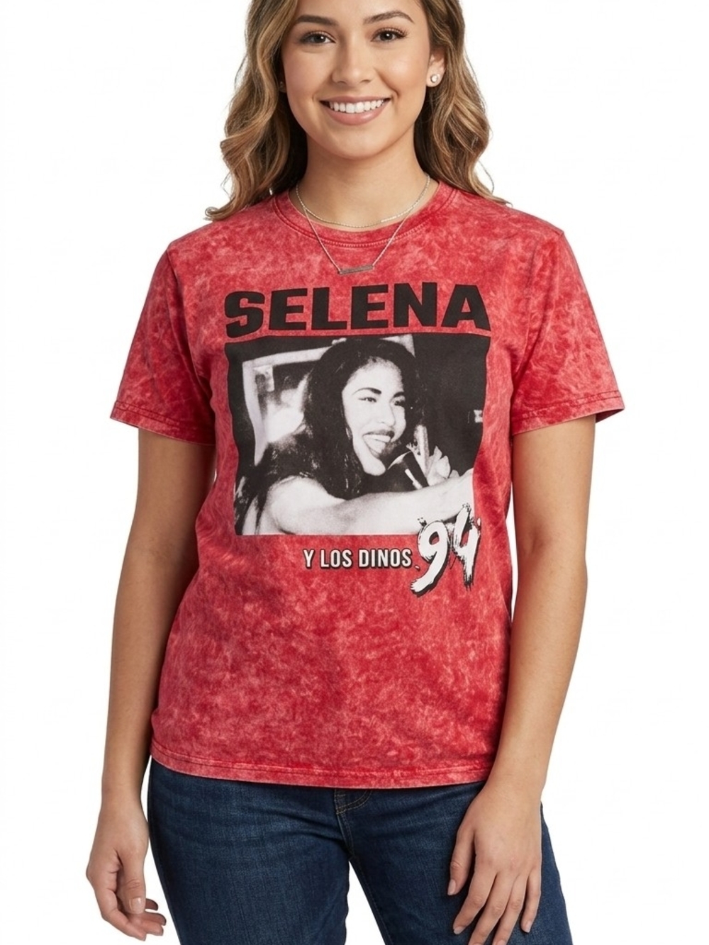 Selena Y Los Dinos 94" Graphic Acid-Wash Tee - Red